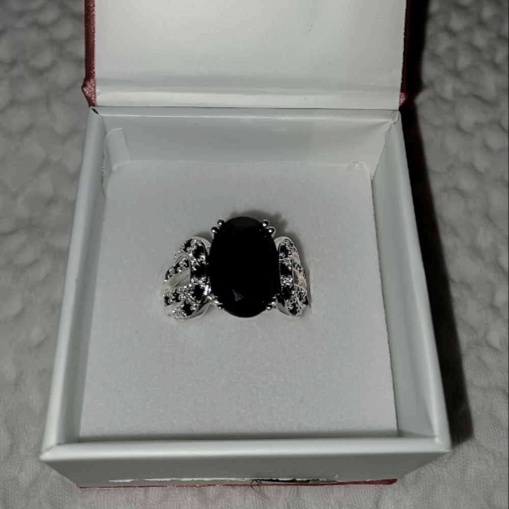 Black Onyx Cocktail Ring Size 8